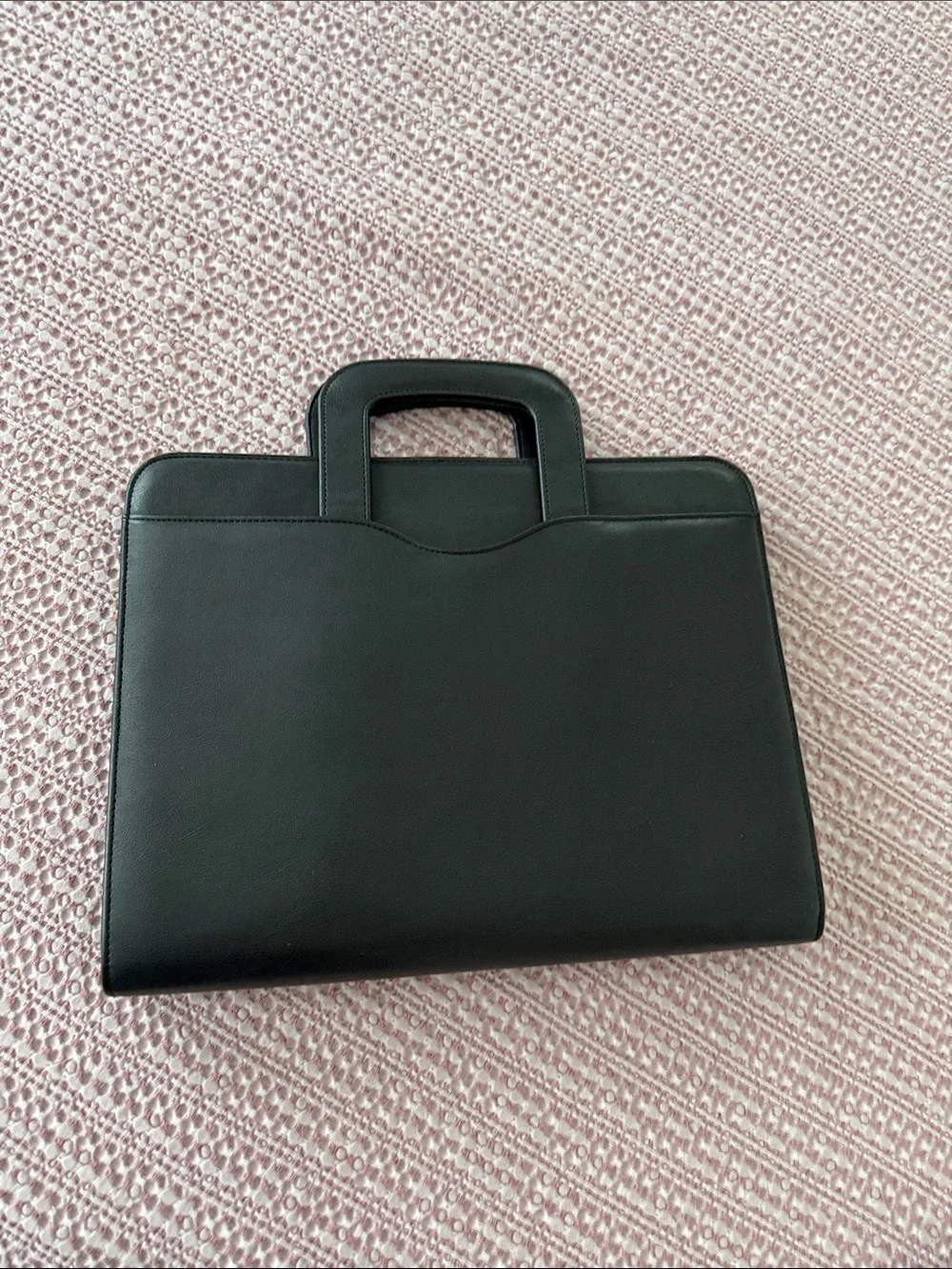 Structured Black Leather Briefcase for Men with Top Handle